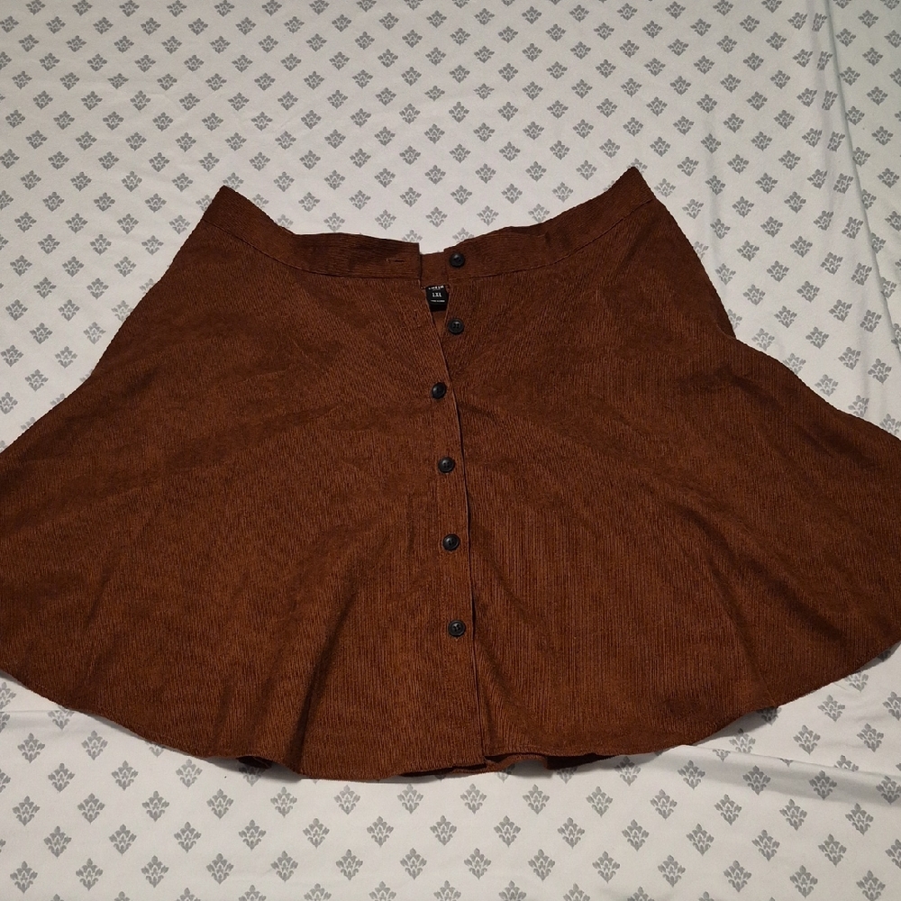 SHEIN Rust Button-Up Skater Skirt